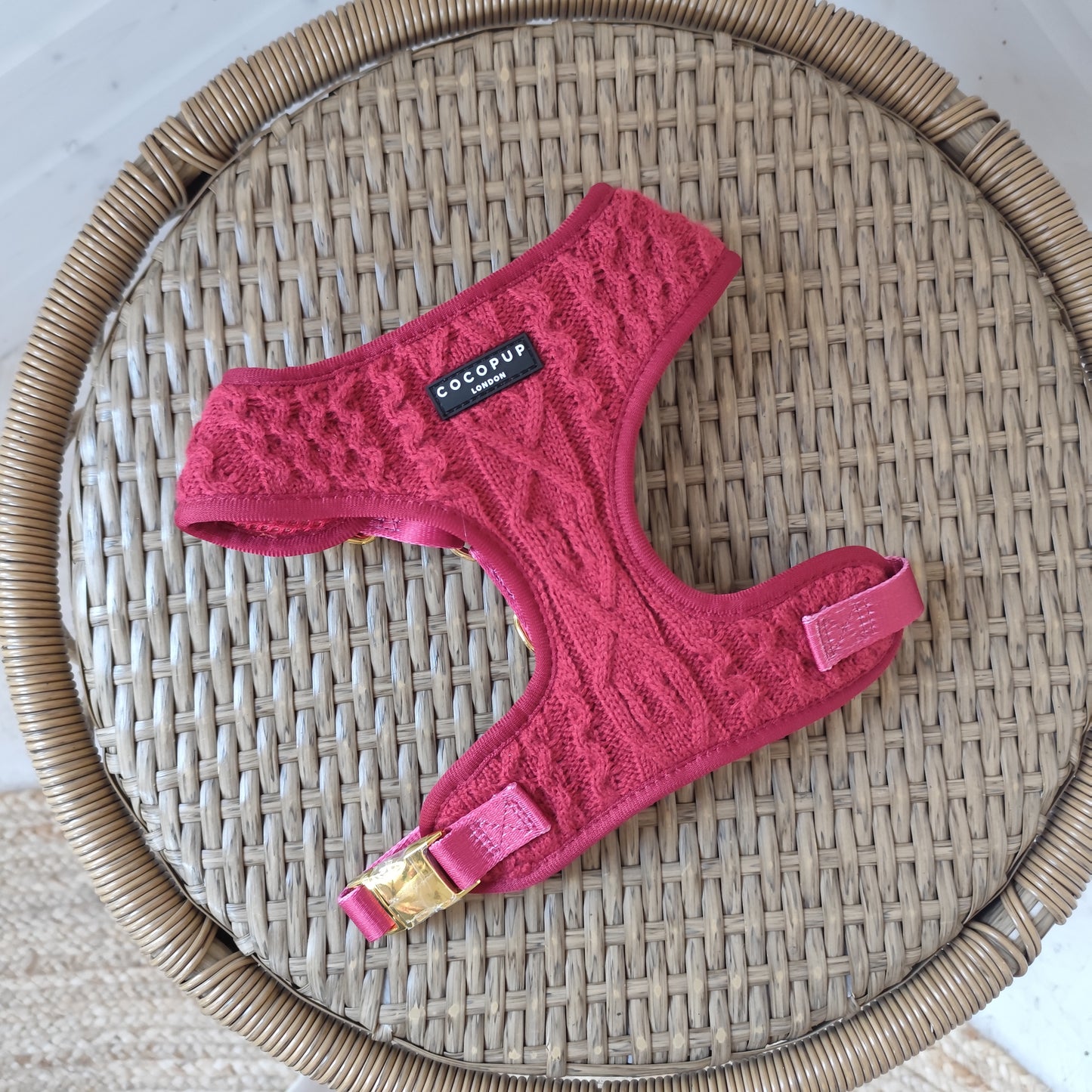 Cable Knit Adjustable Neck Harness - Mulled Pup Wine