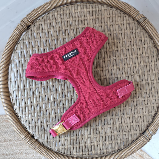 Cable Knit Adjustable Neck Harness - Mulled Pup Wine