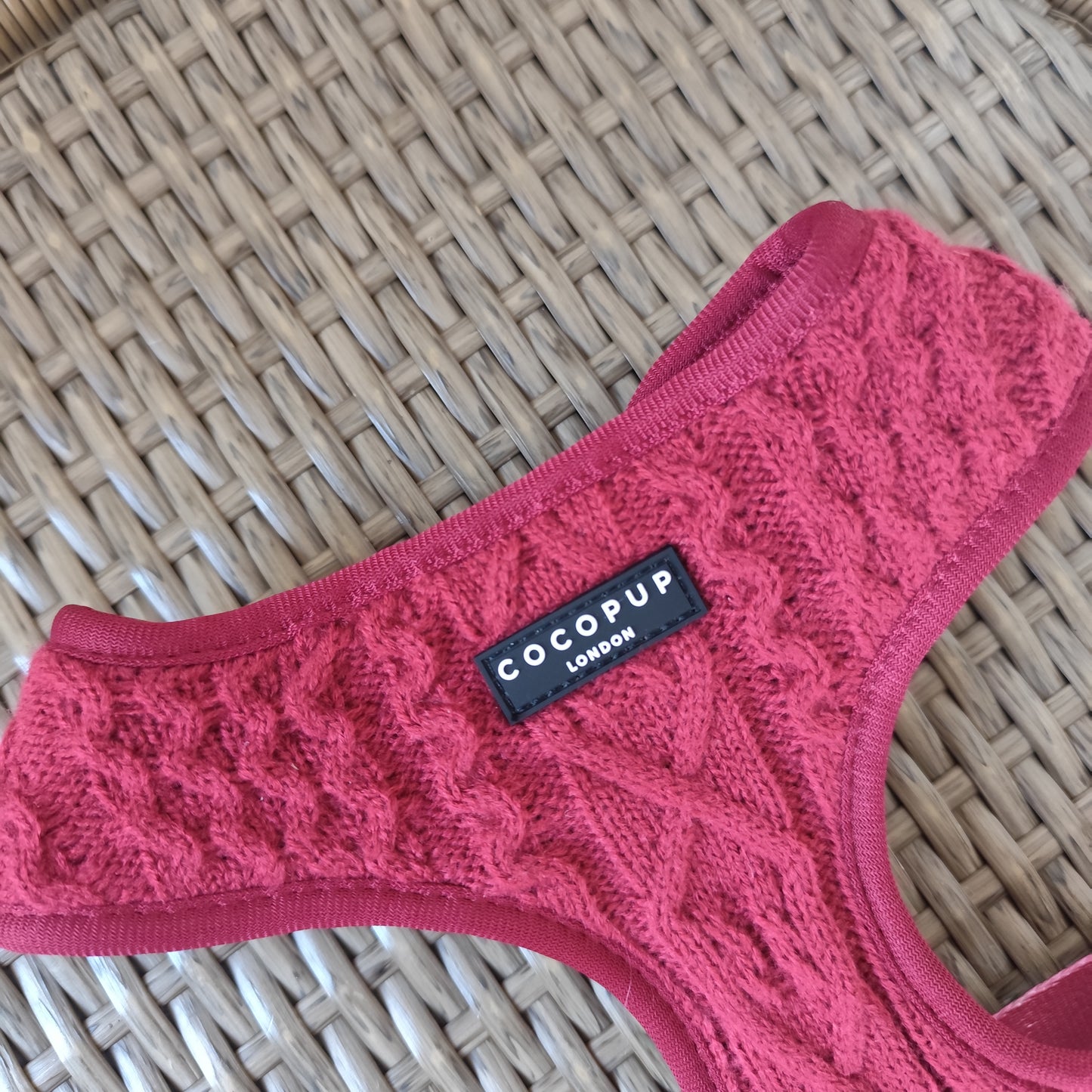 Cable Knit Adjustable Neck Harness - Mulled Pup Wine