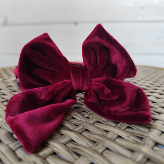 Luxe Velvet Bow Tie - Berry Red
