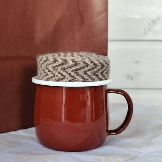 Sockacino - Red Mug | Cosy Brown Herringbone Socks