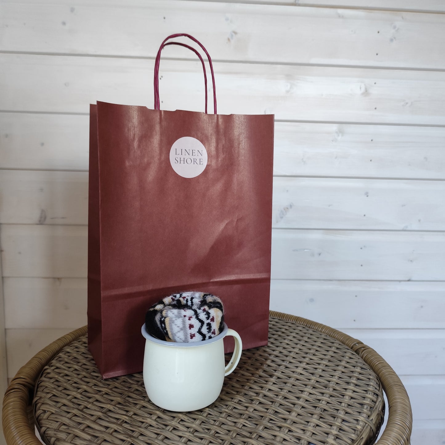 Sockacino - Cream Mug | Cosy Black & Cream Nordic Socks