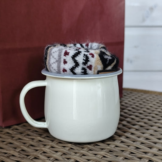 Sockacino - Cream Mug | Cosy Black & Cream Nordic Socks