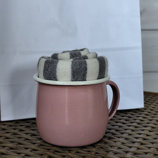 Sockacino - Pink Mug | Pink & Grey Stripe Socks