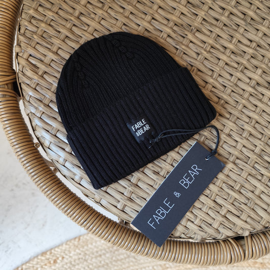 Fable Rib Hat | Black 0-6 Months