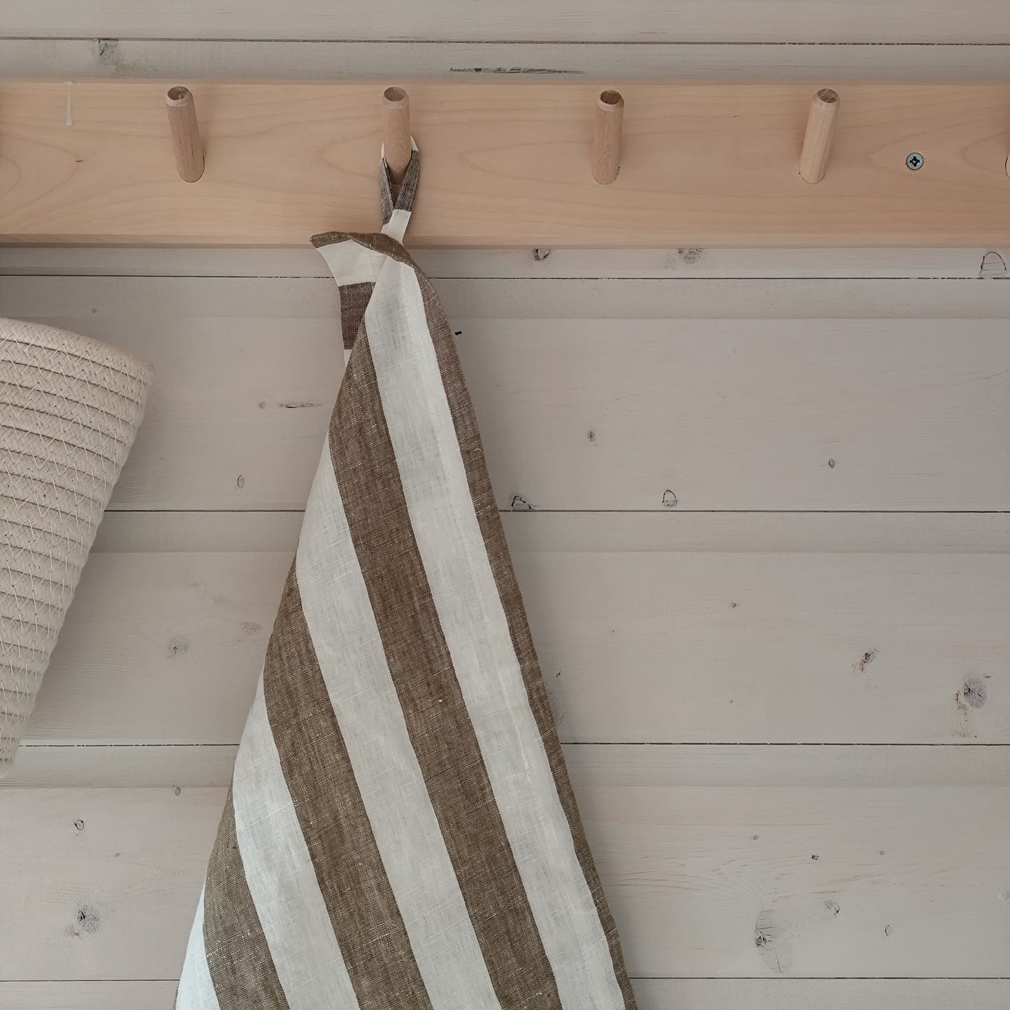 Mama and Tochter - Pure French Linen Tea Towel - Wide Olive Stripe