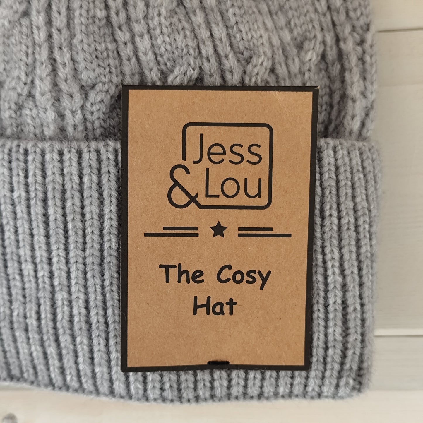 Jess & Lou - Cosy Cable Knit Beanie - Grey