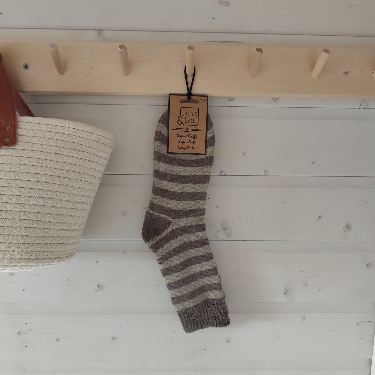 Jess & Lou - Super Soft, Cosy Socks - Brown Stripes