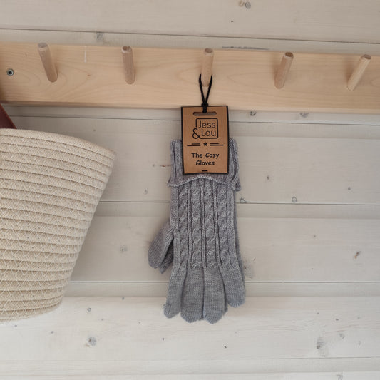 Jess & Lou - Grey Cable Knit Gloves