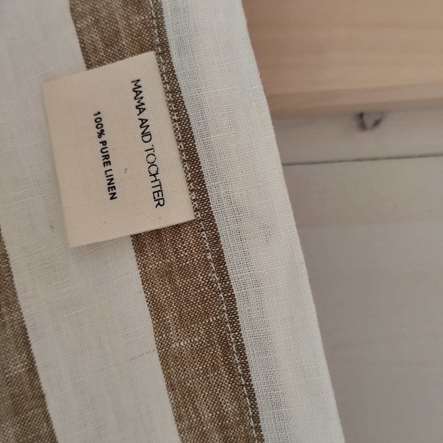 Mama and Tochter - Pure French Linen Tea Towel - Wide Olive Stripe