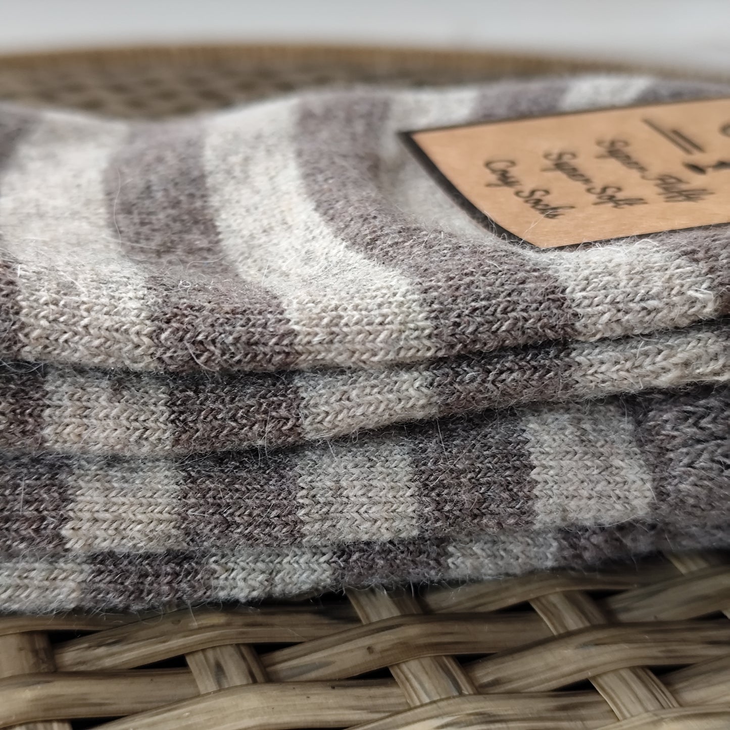 Jess & Lou - Super Soft, Cosy Socks - Brown Stripes