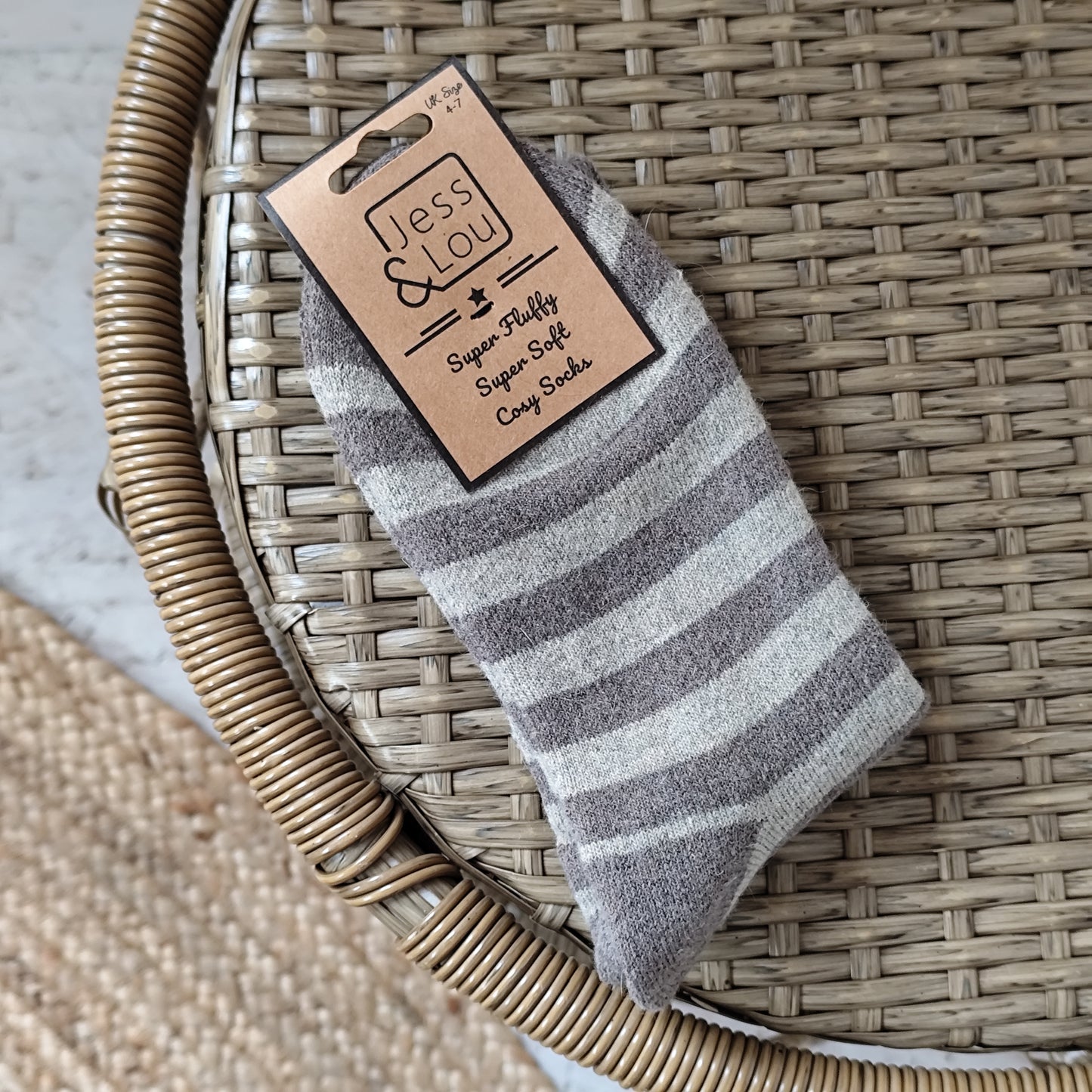 Jess & Lou - Super Soft, Cosy Socks - Brown Stripes