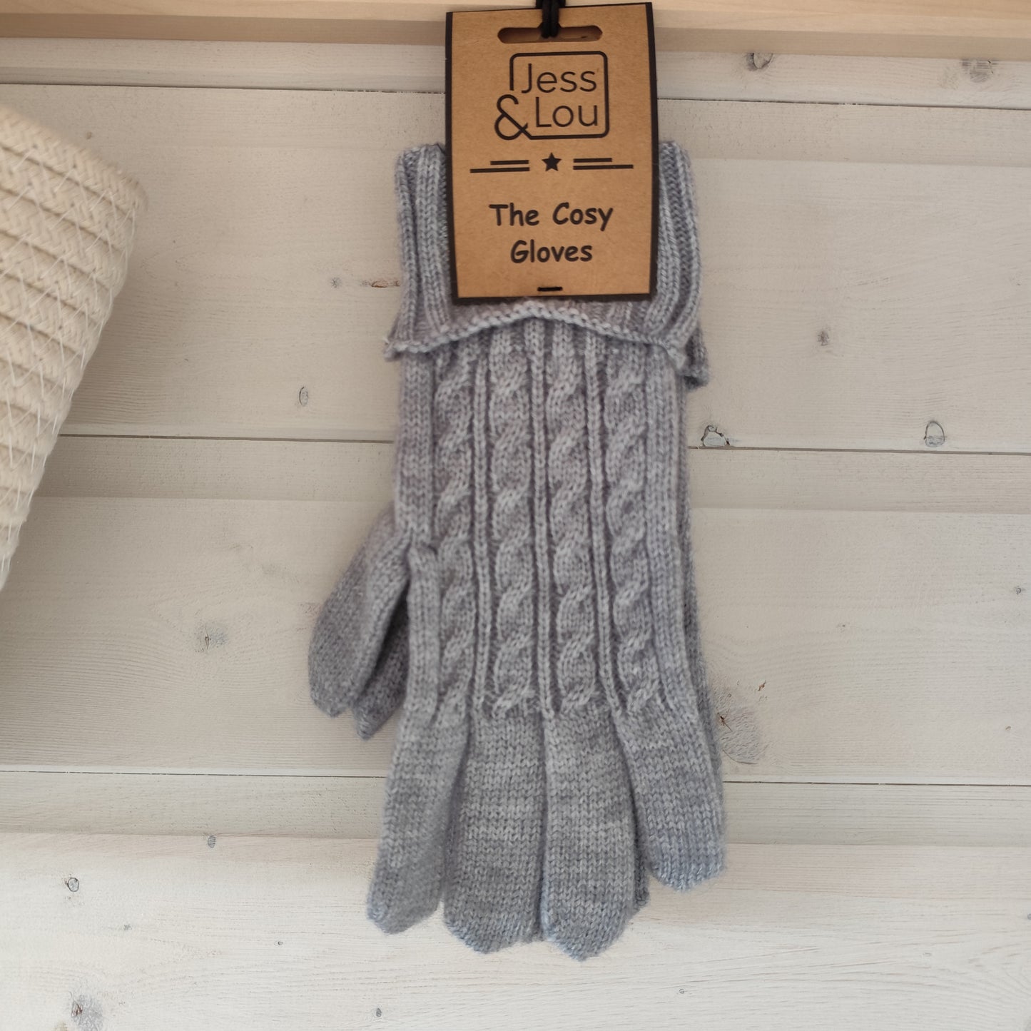Jess & Lou - Grey Cable Knit Gloves